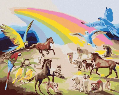 Produktbild von Zuty - Malen nach Zahlen - TIERE UND REGENBOGEN (D. RUSTY RUST), 40x50 cm, ohne Keilrahmen