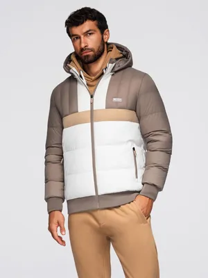 Zdjęcie produktu dla Ombre kolorowa sportowa kurtka męska w stylu retro kawa S