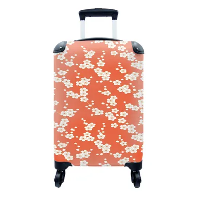 Produktbild von MuchoWow® Koffer Handgepäck Trolley Rollkoffer Kleine Reisekoffer mit 4 Rollen - Sakura - Blumen - Muster - Japan - Cabin Size < 55x40x23 cm & 55x40x20 cm - Fotokoffer - Kabinenkoffer - Boardgepäck - Reise-Box - Reisekoffer - Reisegepäck - Koffer mit Bild - Trolley für Kinder