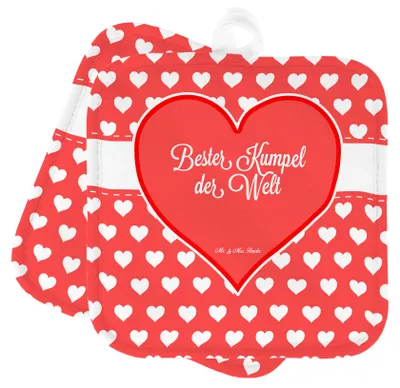 Produktbild von Mr. & Mrs. Panda Topflappen Kumpel - Geschenk, Set, Herz Liebe Verliebt Dankeschön Geburtstag Bester Beste Bedanken, topfhalter, Liebster, Bro, Topfuntersetzer, Kumpane
