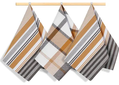 Immagine prodotto di Asciugamano da cucina 50x70cm a righe senape, marrone