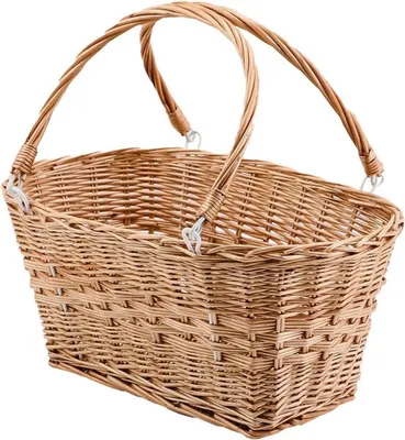Image de Panier rectangulaire en osier avec poignées pliables pour le shopping, les pique-niques, le jardin - YAHUAN