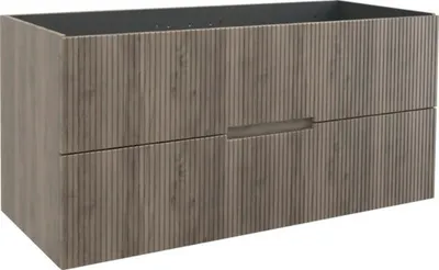 Produktbild von Jungborn Waschbeckenunterschrank SEDICI BxHxT 120 x 57 x 50 cm Frontfarbe nussbaum geriffelt inkl. Einzelsiphon