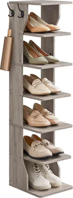 Zdjęcie produktu dla Wąska szafka na buty, 7 półek – brązowa – 30 x 26,4 x 110,4 cm