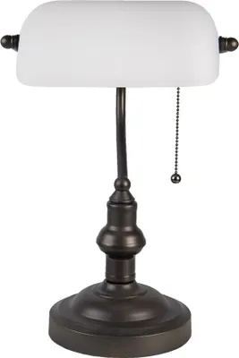 Produktbild von Clayre & Eef Schreibtischlampe Bankerslampe Ø 27x40 cm Weiß Braun Metall