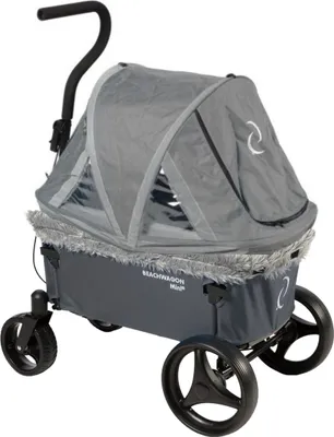 Immagine prodotto di Beach Wagon Carrello con Ruote pieghevole MINI Combideal, carrello compatto pieghevole fino a 40 kg, set con tettuccio e inserto in fleece - Grigio scuro