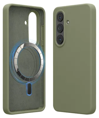 Produktbild von kwmobile Hülle kompatibel mit Samsung Galaxy S26 Hülle - magnetisches Silikon Case kompatibel mit MagSafe - Cover gummiert Graugrün