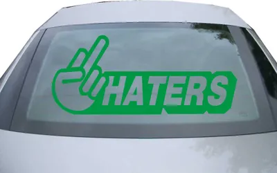 Produktbild von Indigos UG - Aufkleber Heckscheibe & Motorklappe DE2119 - grün - 600x257 mm - Haters - Auto Scheiben Fenster Heckklappe Tuning Racing JDM - Die cut