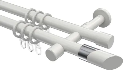 Produktbild von Interdeco Gardinenstange / Vorhangstange Weiß, Typ Prestige Verano (Schräge Bicolor), 20 mm Ø 2-läufig, 240 cm