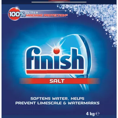 The image shows the packaging of Finish dishwasher salt.