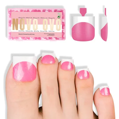 Produktbild von Rosa Glitzer-French-Tip-Nagelspitzen, Set mit 240 Stück