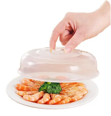 Productafbeelding van Magnetron spatdeksel - Hittebestendig met handvat - Beschermt voedsel - Transparant, 14 cm