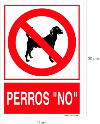 Immagine prodotto di Poster / cartello cani "No" 30x21 cm.