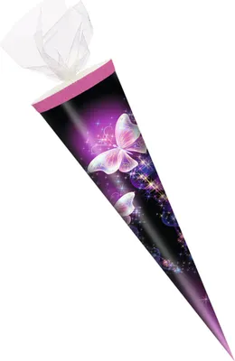 Produktbild von Schultüte / Zuckertüte / 35cm / rund / Tüllverschluss / "Shining Butterfly"