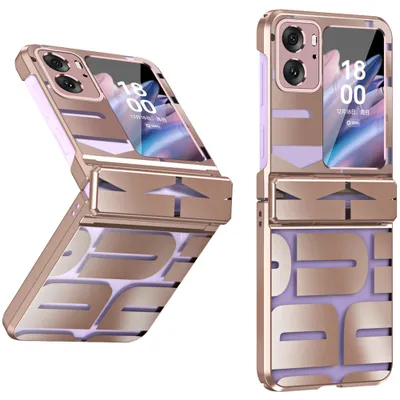 Obrázek produktu pro Pouzdro pro Oppo Find N2 Flip, galvanizované průhledné pouzdro s ochranou pantu Růžové zlato