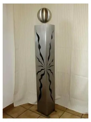 Produktbild von Edelstahl Gartensäule, 100 cm, mit gebürsteter Kugel