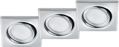 Produktbild von 3 Stk. LED Einbaustrahler Decke eckig schwenkbar Chrom glänzend 5W Deckenleuchte
