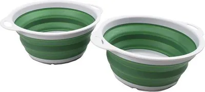 Produktbild von Famanu Klappbare Spülschüssel 2,6 l - Grau/Dunkelgrün, Set von 2