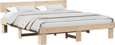 Produktbild von vidaXL Bettrahmen mit Kopfteil Braun 200 x 200 cm Massives Kiefernholz