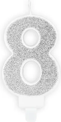 Produktbild von Kerze Zahl 8 silber, 1 Stk.