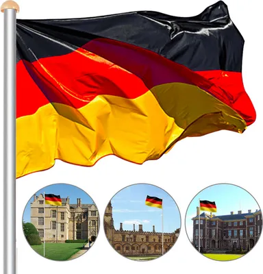 Produktbild von Jopassy Fahnenmast Aluminium Teleskop 650cm Bodenhülse 60cm inkl. Deutschlandfahne Flaggenmast Mast Flagge Alu