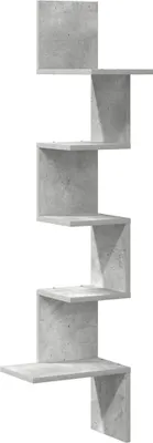 Image de vidaXL Étagère d'angle murale gris béton 32x32x127,5 cm Bois composite