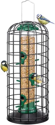 Productafbeelding van Ibenzoa® vogelvoerstation met stevig beschermrooster, 36,5 cm – een voerplaats die eekhoorns afschrikt, speciaal voor kleine vogels
