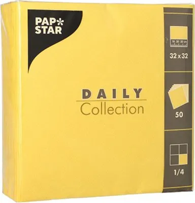 Produktbild von PAPSTAR Servietten 320 x 320 mm 3-lagig gelb 50 Stück