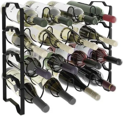 Obrázok produktu pre Kovový stojan na víno na 16 fliaš – kompaktný, moderný, stabilný