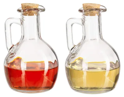 Öl- und Essigset, 2 Glasflaschen mit Korken, je 180 ml, transparent
