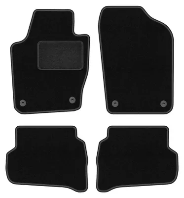 Produktbild von Velours-Fußmatten für Volkswagen Polo V 2009-2017 (Schrägheck) – 4-tlg, Schwarz, passgenau – Wielganizator LUX