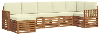 Imagen del producto de vidaXL Juego de sofás de exterior, 7 piezas, color natural y crema