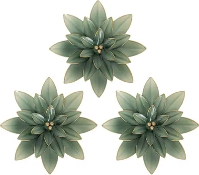 Produktbild von Alya Wanddekoration, 3er Set, Gold, Blumenmuster, Stahl, 24 cm Durchmesser