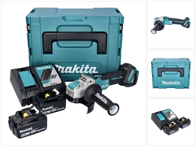 Produktbild von Makita DGA 521 RGX1J Akku Winkelschleifer 18 V 125 mm X-LOCK Brushless + 2x Akku 6,0 Ah + Ladegerät + Makpac