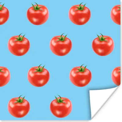 Produktbild von MuchoWow® Poster Tomate - Muster - Blau 50x50 cm - Wohnzimmerdekoration