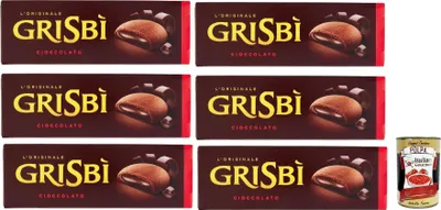Produktbild von MATILDE VICENZI Biscotti Grisbi Cioccolato - Italienisches Biskuitgebäck mit Schokoladenfüllung 150g x 6 Pakete, biscuits cookies riegel + Italian Gourmet polpa 400g