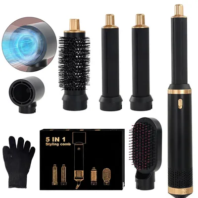 Produktbild von 5-in-1 Hairstyler Rundbürstenföhn, Airstyler Lockenstab mit Luft, 3 Temperaturstufen, für Volumen, Glätten, Locken und Föhnen