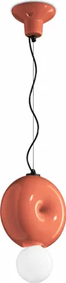 Produktbild von Pendelleuchte Keramik E27 H: max. 119 cm Orange rund Retro Keramiklampe