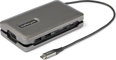Image de StarTech.com USB C Multiport Adapter - Station d'accueil/adaptateur de voyage USB C vers HDMI 2.0 4K 60Hz - Hub USB à 2 ports 10Gbit/s - Alimentation Power Delivery 100W - SD/MicroSD - Câble de 25 cm (DKT31CSDHPD3) - Station d'accueil - USB-C - HDMI