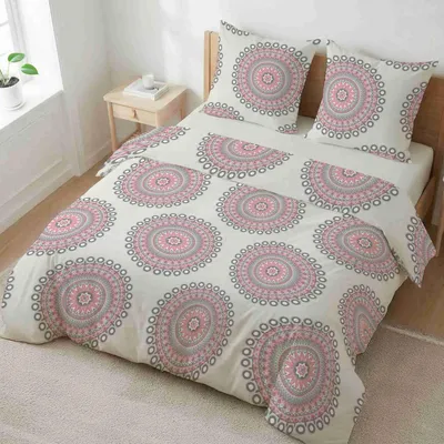 Produktbild von etérea Microfaser Bettwäsche 200x220 cm + 2Stk 80x80 cm Mandala Pink