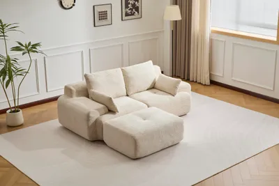 Produktbild von PixelPilot Cord 2-Sitzer Sofa, modular klappbar mit bequemer Polsterung, sofort nutzbar ohne Montage