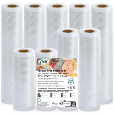 Obrázek produktu pro YISH, 9 rolí vakuovacích sáčků, rozměry 15/20/28 x 300 cm, vakuovací fólie