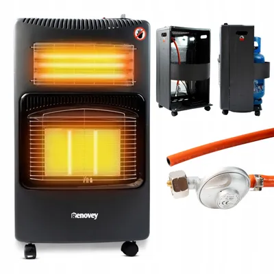 Productafbeelding van Renovey 2-in-1 hybride kachel: 4200W gas + 1260W elektrisch, draagbare kachel voor thuis, garage, werkplaats en tuinhuisje