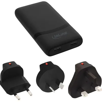 Image de InLine USB Netzteil Ladegerät - Dual USB-C - PD - PPS - 65W - flach - schwarz (31519B)