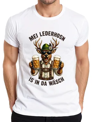 Obrázok produktu pre Mei Lederhosn – pánske tričko s motívom pivárstva, štýl "Trachten", farba: biela, veľkosť: S