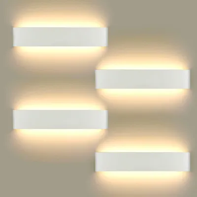 LED-Wandleuchten 16 W, 4 St., warmweiß, 3000 K, Aluminium, 40x8x3 cm
