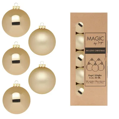 Produktbild von Weihnachtskugeln Glas 6cm Brokatgold 20 Stück