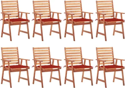 Produktbild von HOMMIE© Outdoor-Stuhl ,Garten-Essstühle 8 Stk. mit Kissen Massivholz Akazie Relaxsessel Armlehnstuhl & schlichten Design