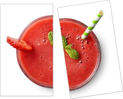Produktbild von Spritzschutz Herdabdeckplatte Schneidebrett aus Glas Himbeerensmoothie 2-Teilig (60x52cm)