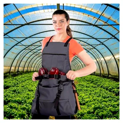 Produktbild von Gartenschürze mit Taschen und gekreuztem Rücken, wasserdichtes Werkzeug mit Schnellverschlusstaschen für Männer und Frauen, ideal zum Arbeiten, Kochen, Grillen und für den Garten